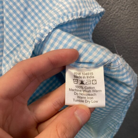 PD&C Shirt Mens Size 3X Classic Fit White Blue Print Short Sleeve,Pockets - Picture 7 of 12